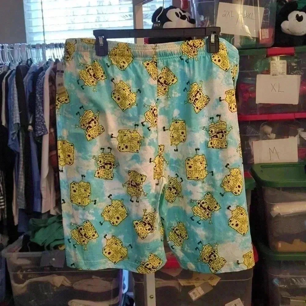 Men's Spongebob 9" Tie-Dye Pull-On Shorts - Blue/Yellow/White - Picture 2 of 3